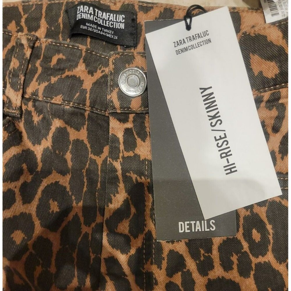 🌞NWT ZARA Leopard Print Hi-Rise Skinny Jeans Animal print-0327 / 221 / 051 - Picture 10 of 12